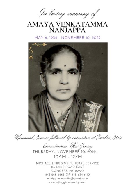 Obituary of Amaya Devangada Venkatamma Nanjappa