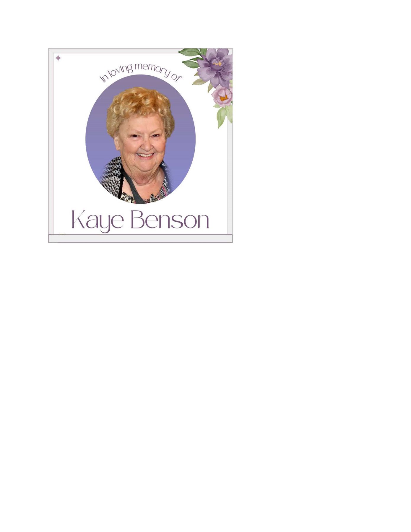 Obituary of Kaye Benson