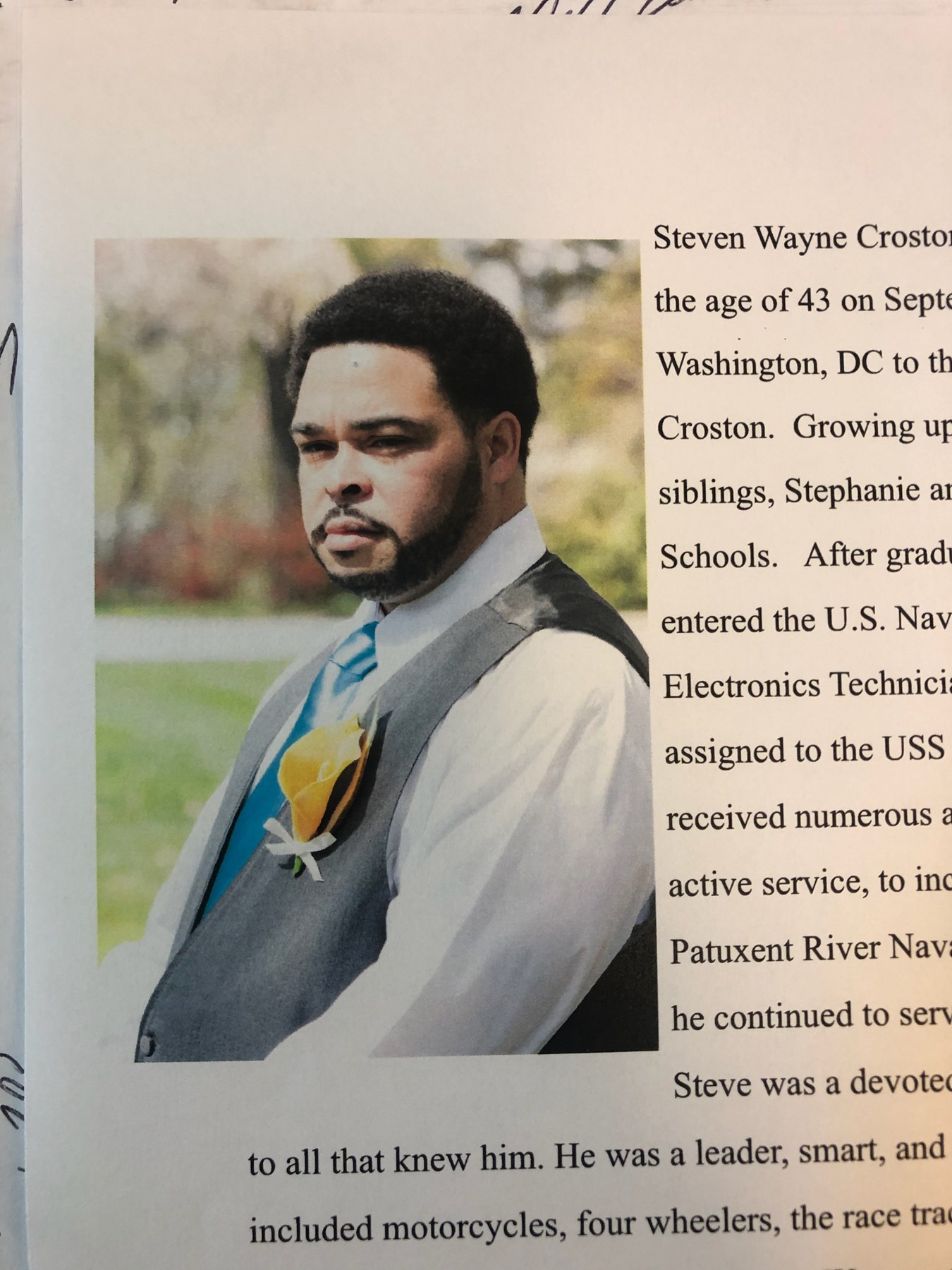 Obituary of Steven W. Croston Jr.