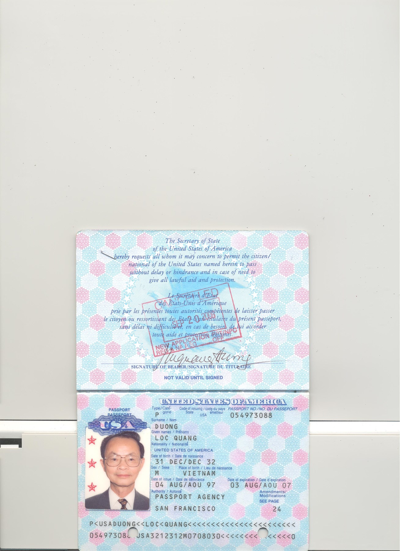 Avis de décès de Loc Quang Duong