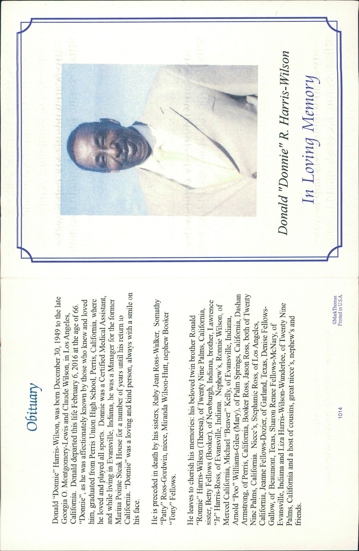 Obituary of Donald "Donnie" Ray Harris-Wilson