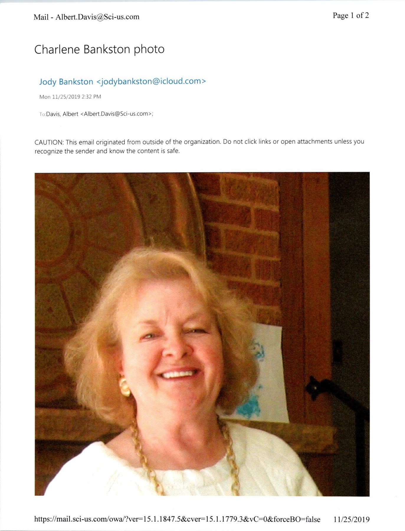 Avis de décès de Charlene Adams Bankston