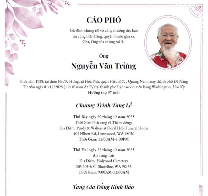 Obituary of Trung Nguyen