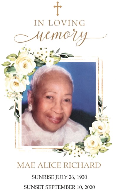 Obituary of Mae Alice Richard