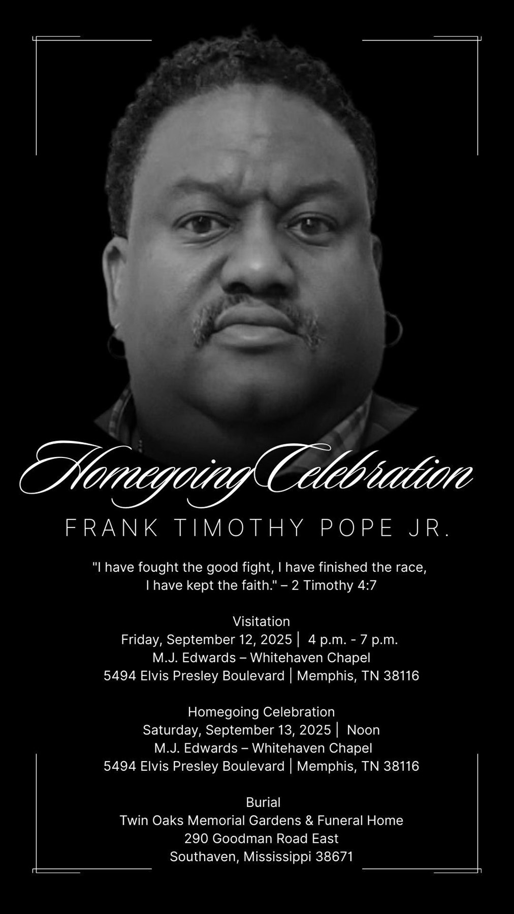 Obituary of Frank Timothy Pope Jr.