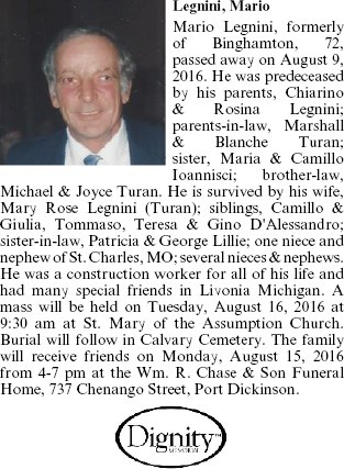 Obituary of Mario Legnini