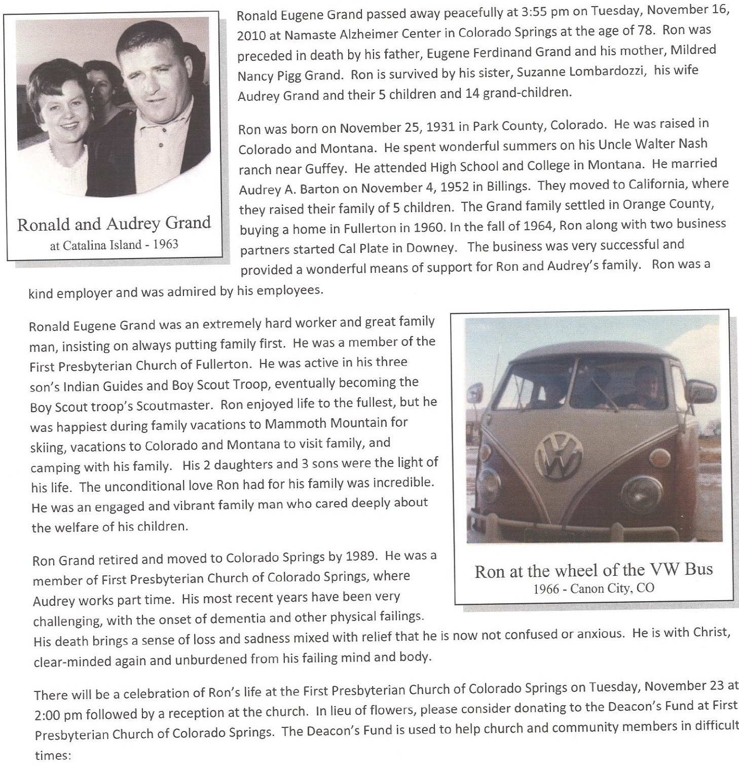 Ronald Grand Obituary Colorado Springs, CO