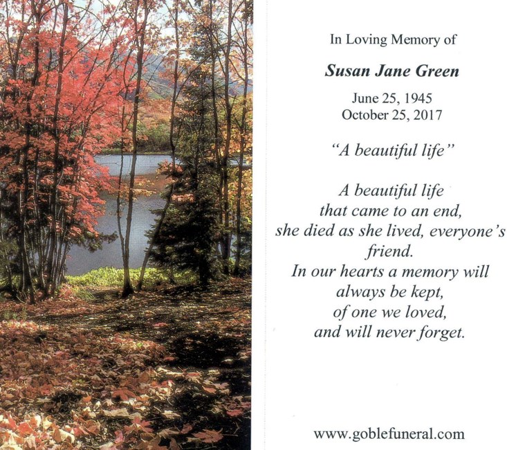 Obituary of Susan Jean Green
