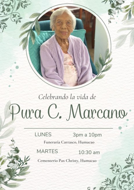 Obituary of Pura Marcano Resto