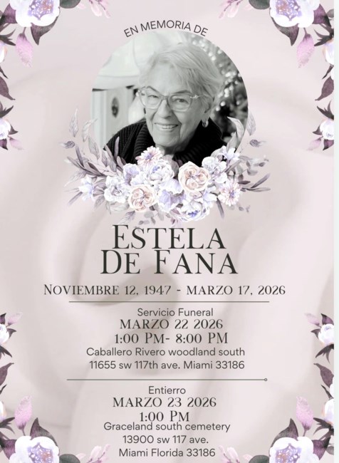 Obituary of Estela Margarita de Fana