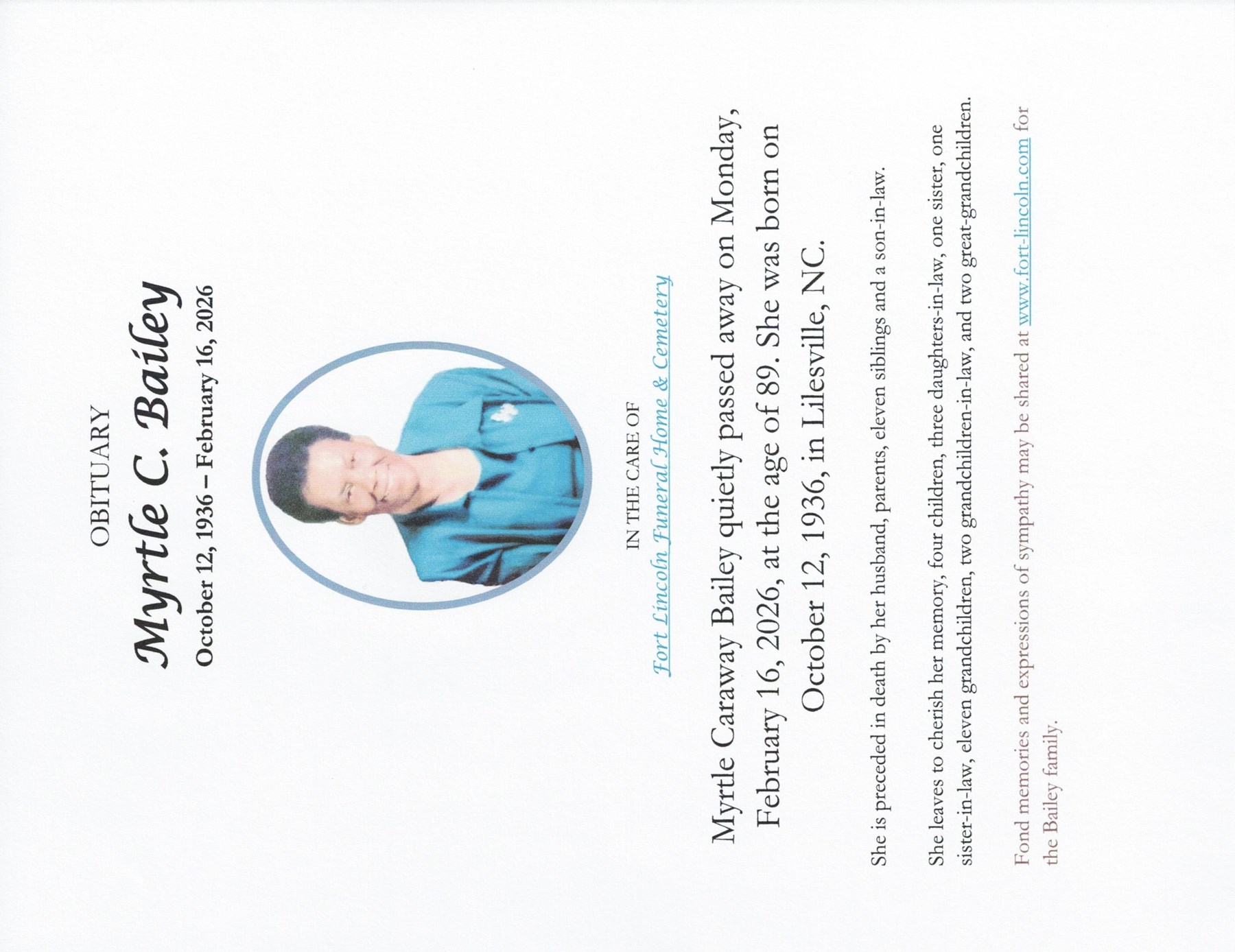 Obituary of Myrtle Bailey