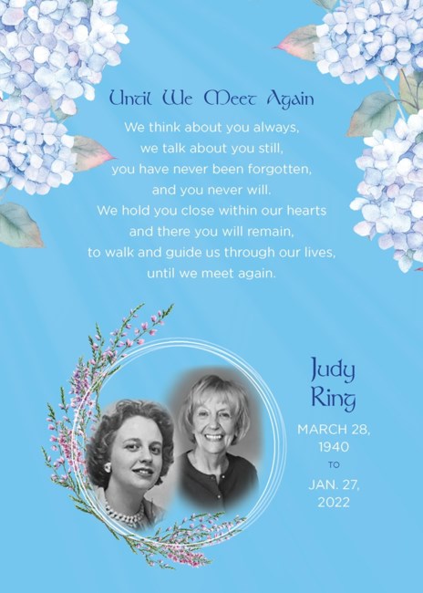 Obituary of Judith Joan Ring