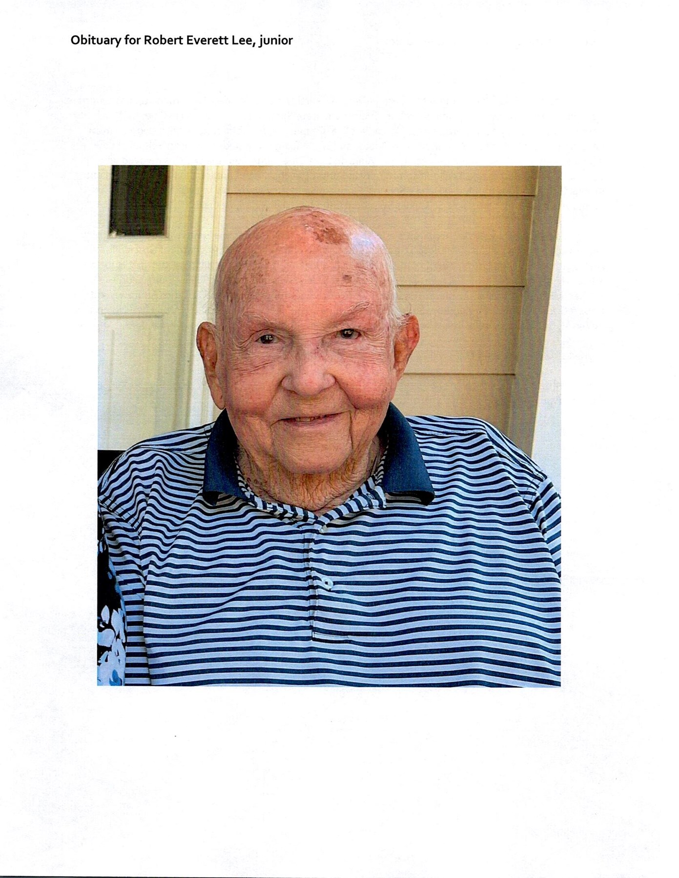 Obituary of Robert Everett Lee Jr.