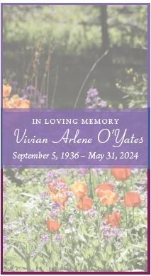 Obituary of Vivian Arlene O'Yates