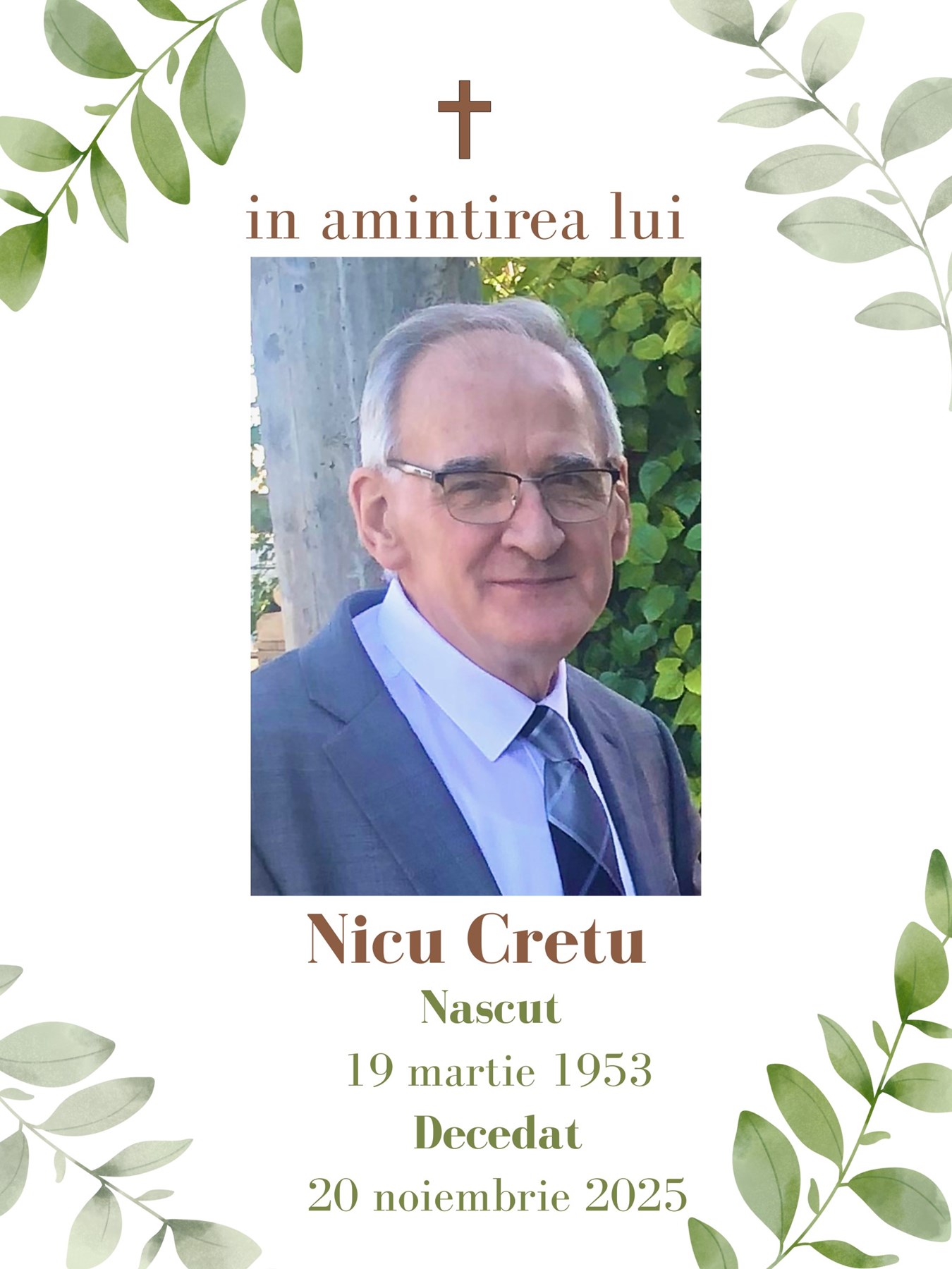 Obituary of Pastor  Nicu Cretu