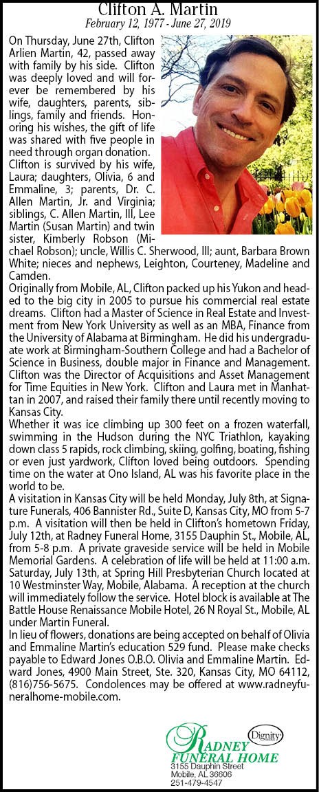 Obituary of Clifton Arlien Martin