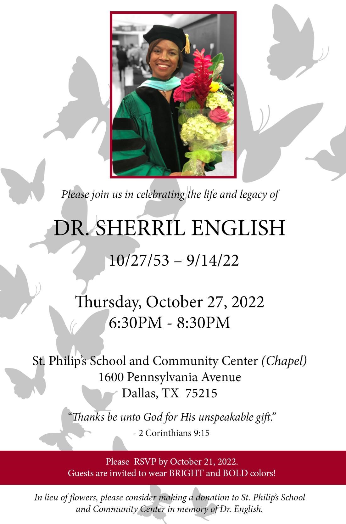 Obituary of Dr. Sherril Diane Harrell English