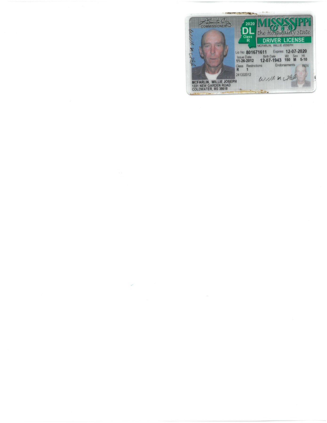 Obituary of Willie Joseph McFarlin