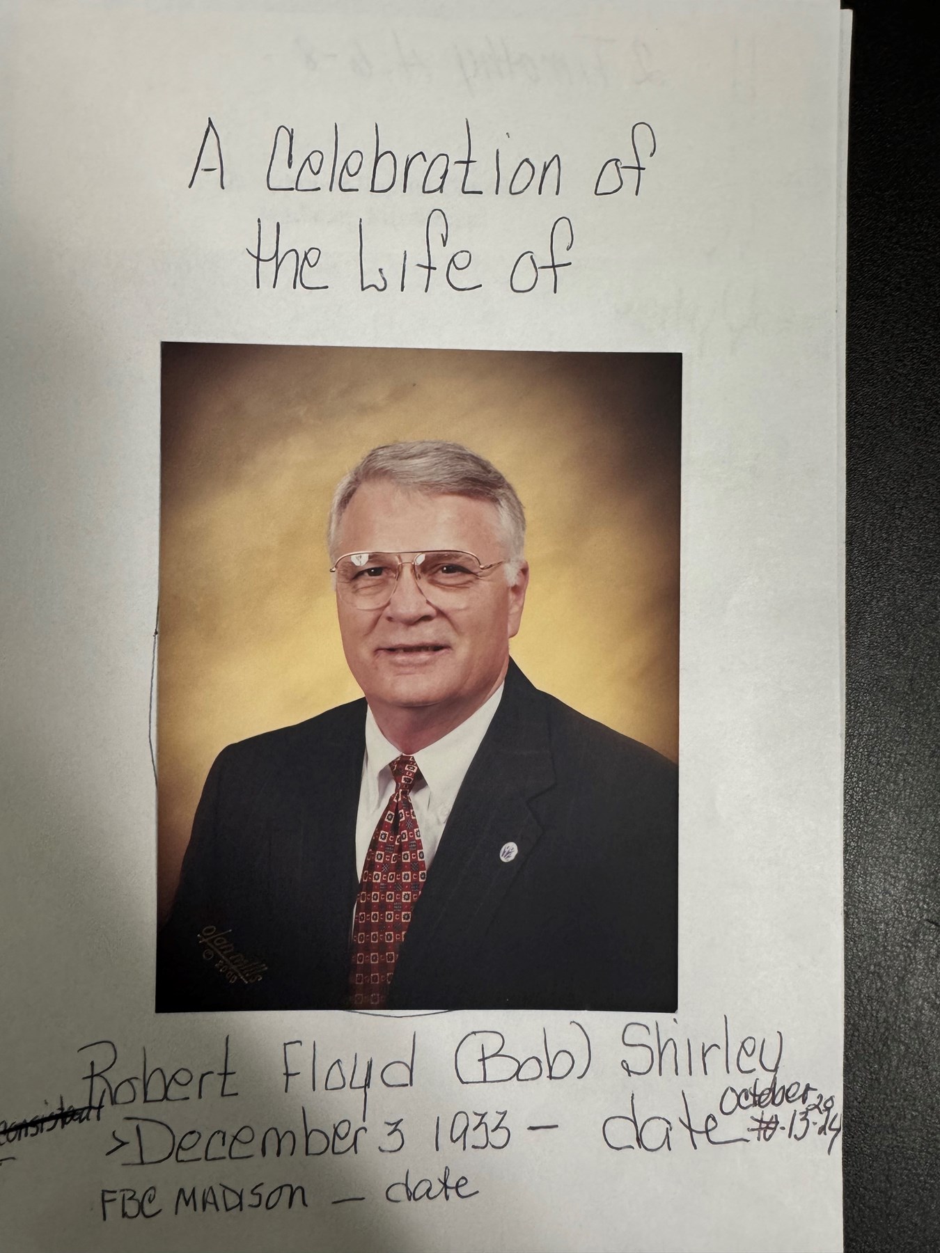 Obituary of Robert F Shirley