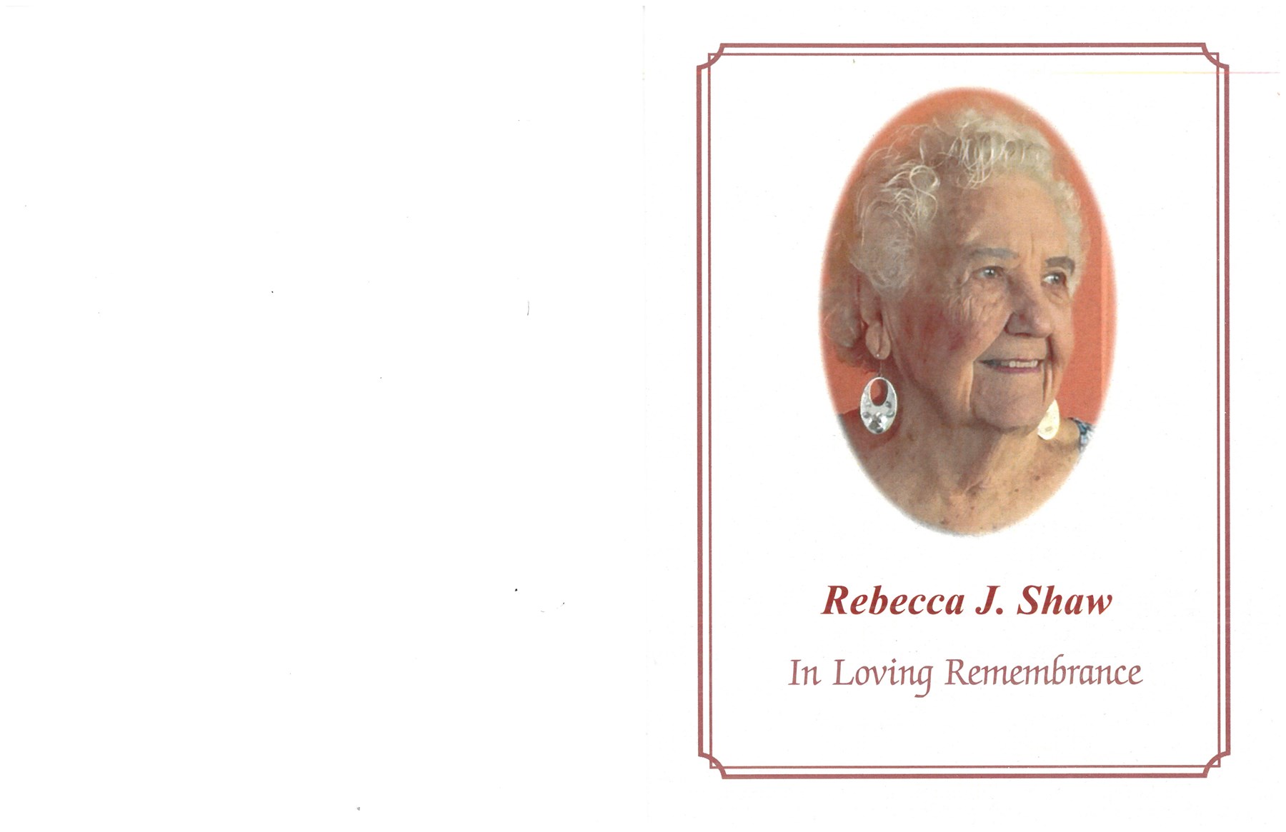 Obituary of Rebecca Jane Shaw