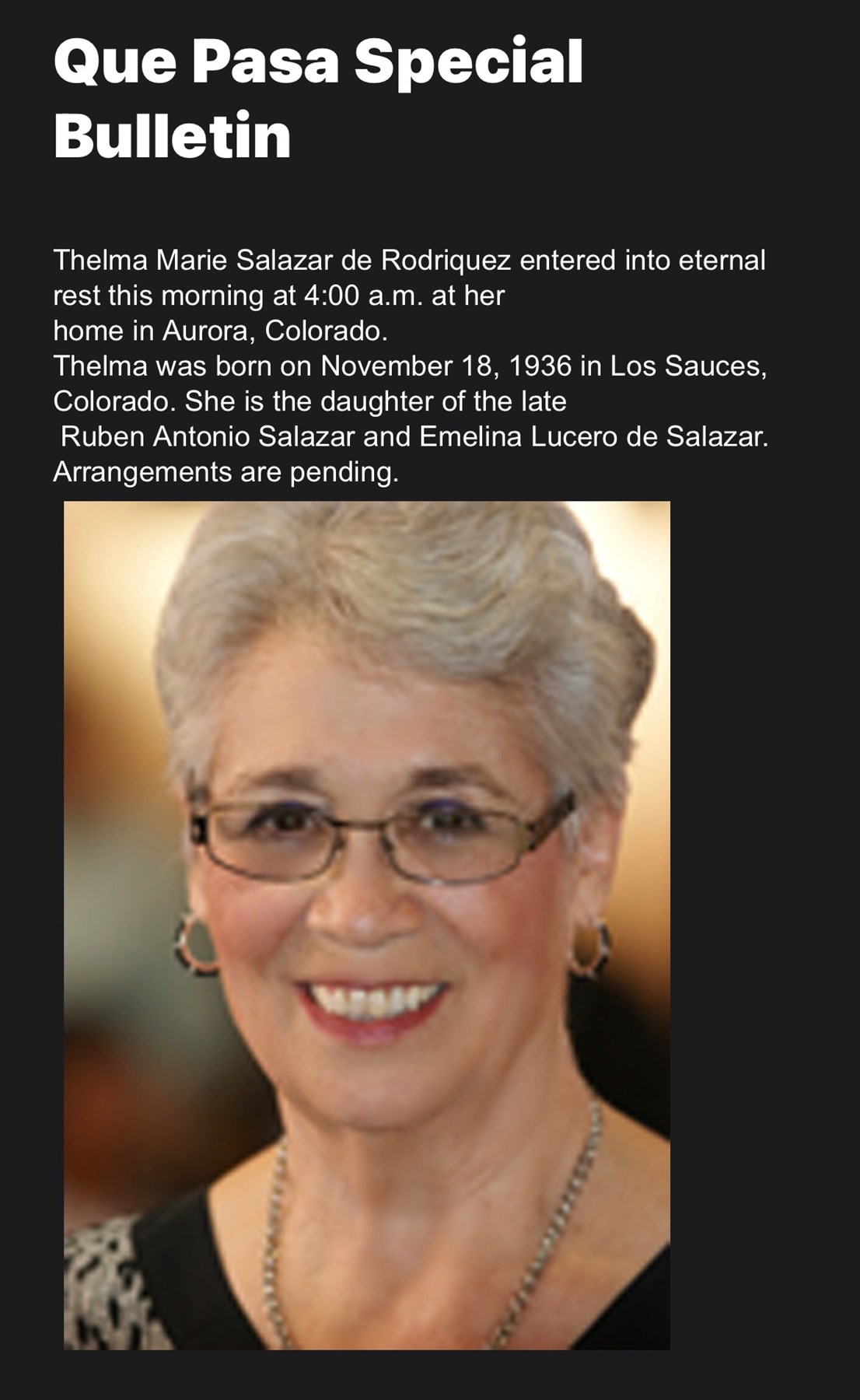 Obituary of Thelma Marie Rodriguez