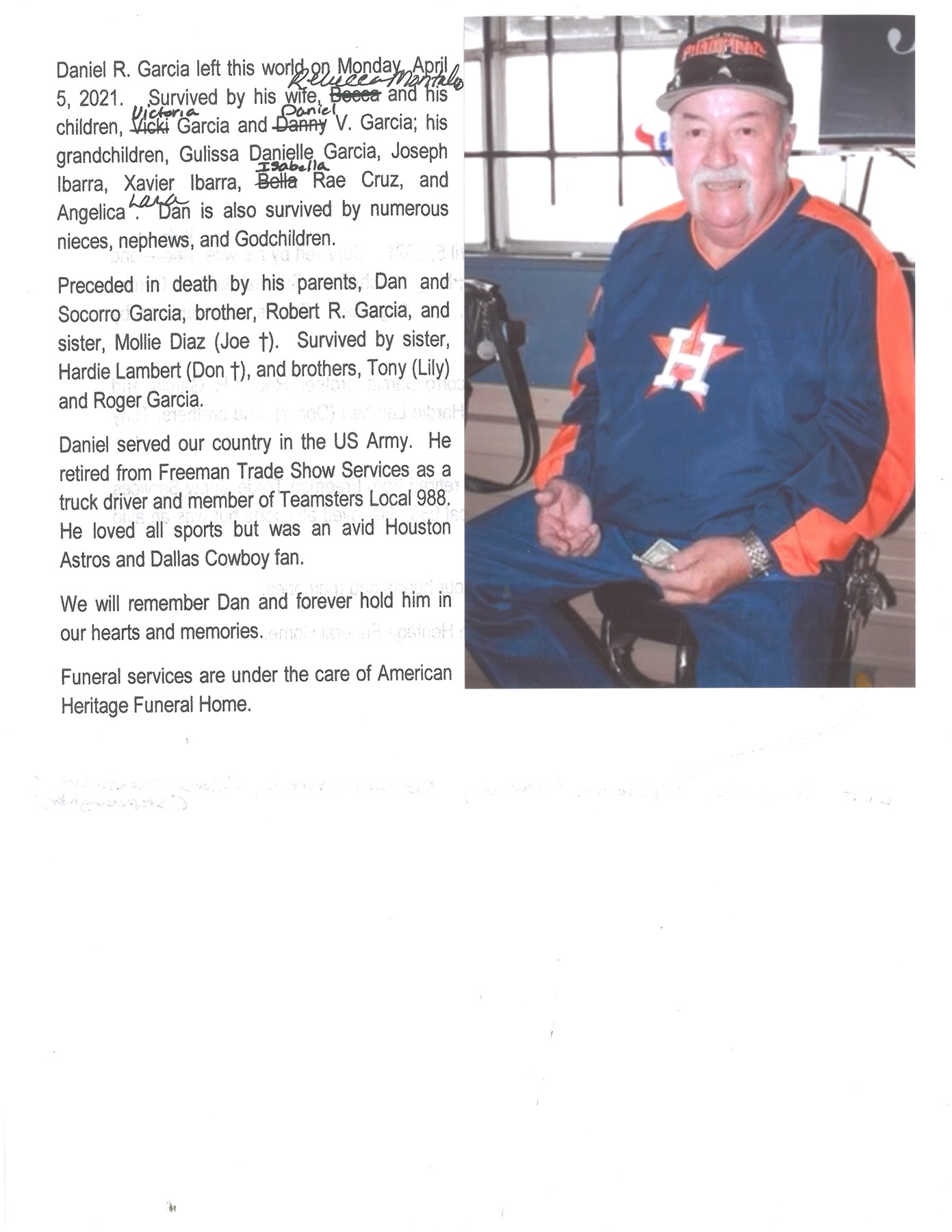 Obituary of Daniel Rizzo Garcia