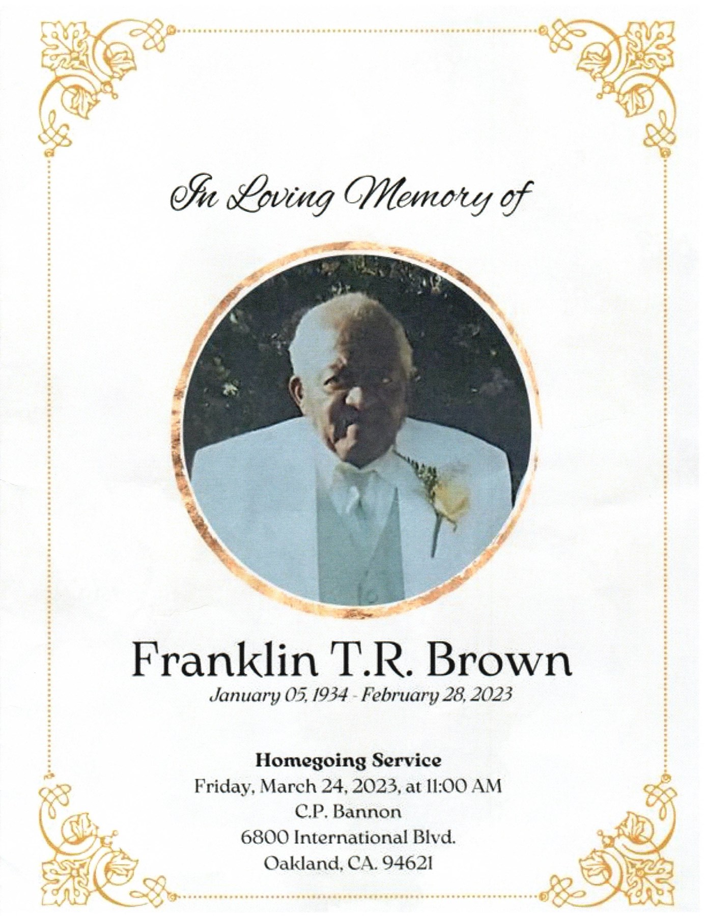 Obituario de Franklin T.R. Brown