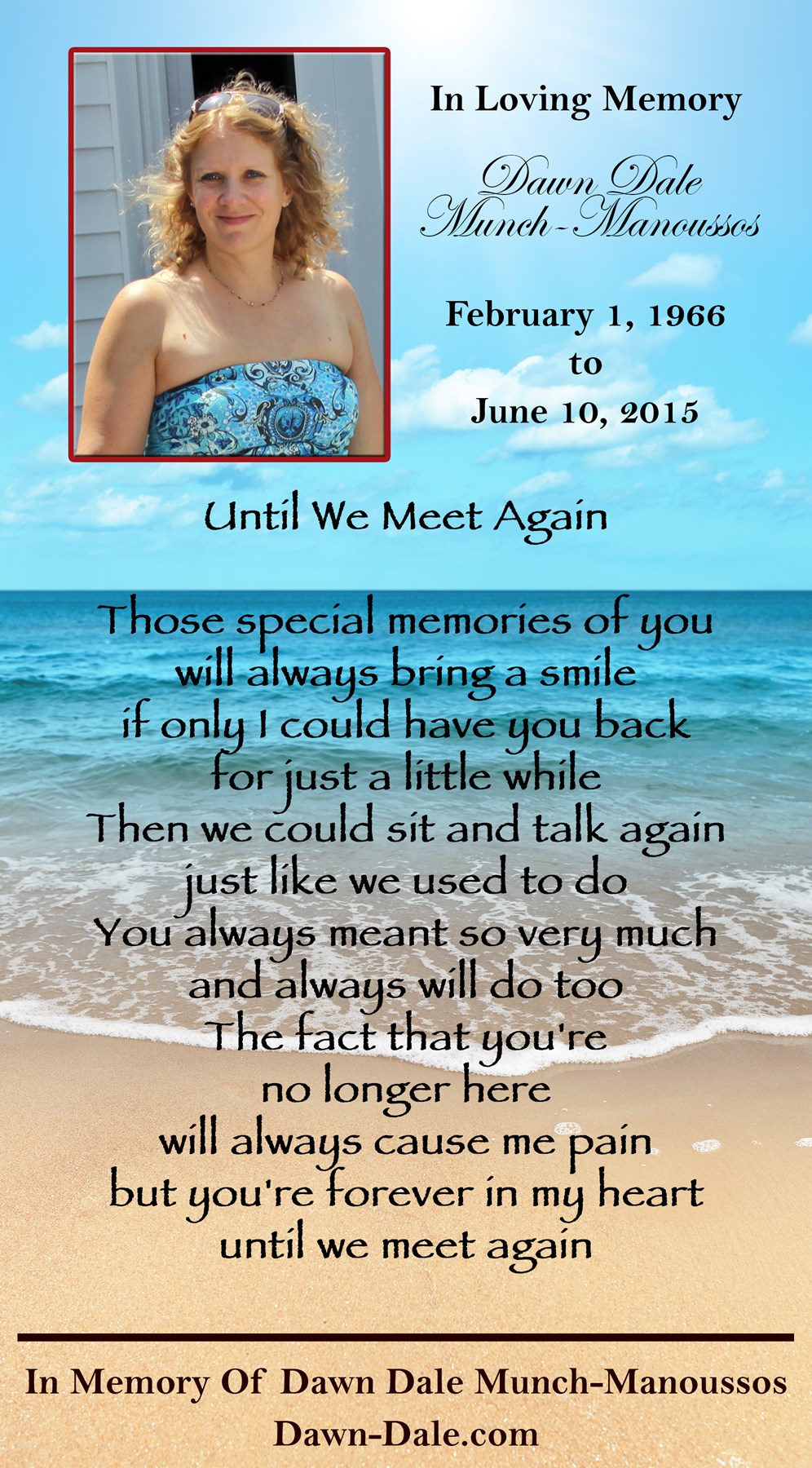 Obituary of Dawn Dale Munch-Manoussos