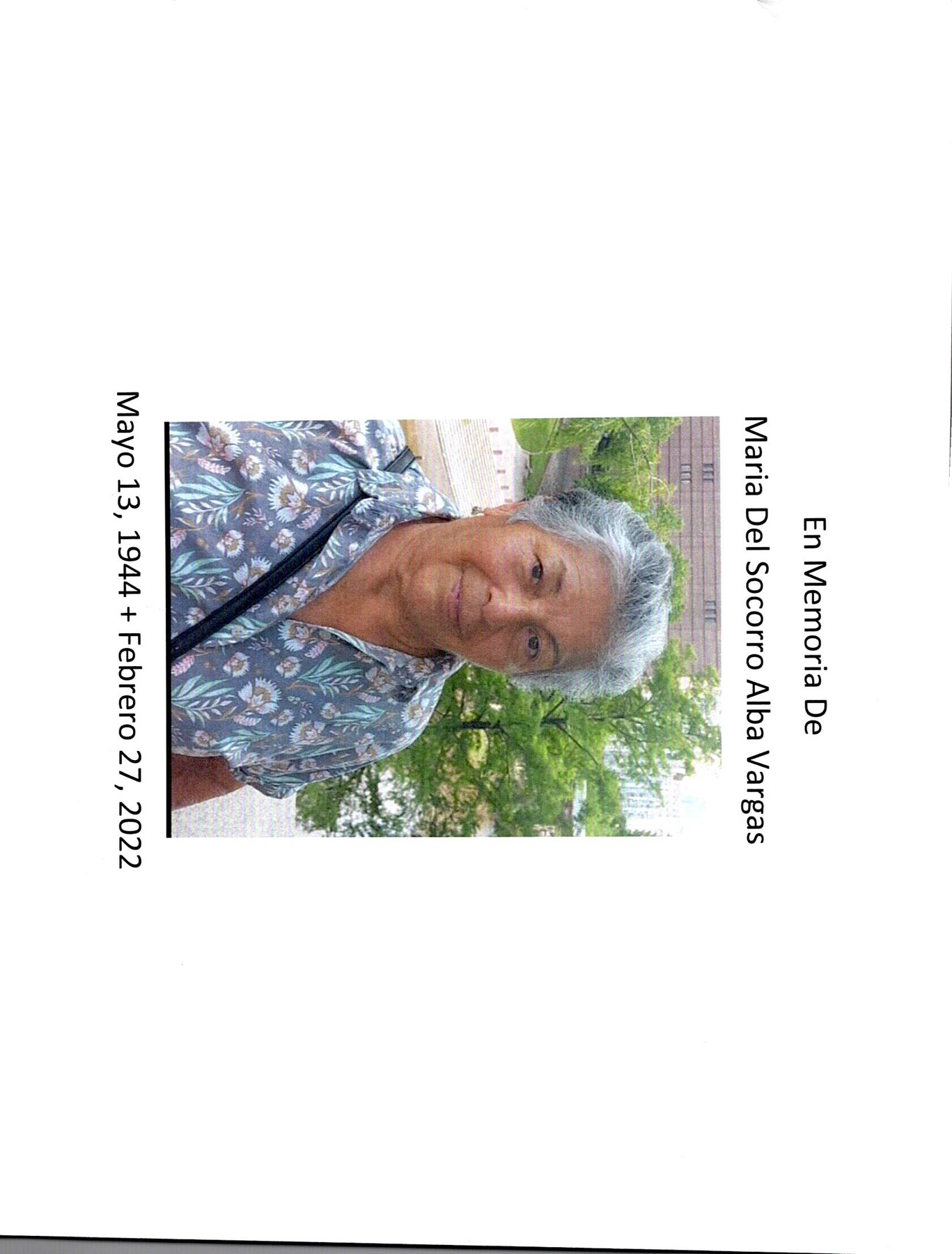 Obituary of Maria Del Socorro Alba Vargas