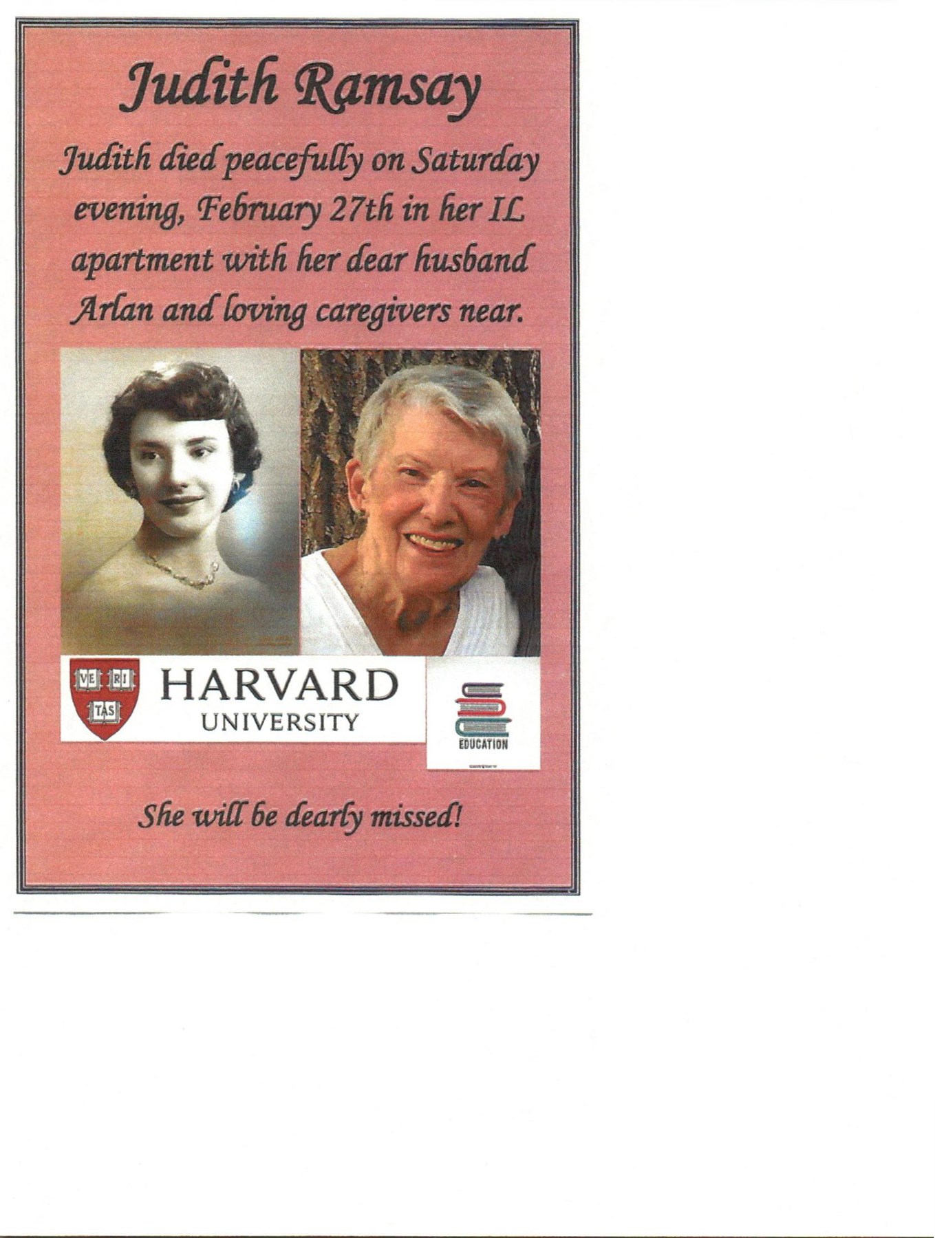 Obituary of Judith Ann Ramsay