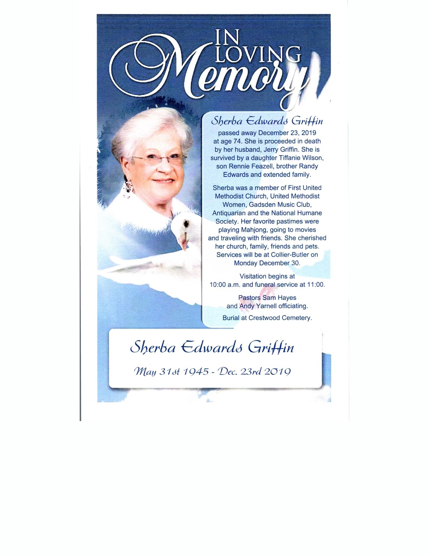 Obituary of Sherba Edwards Griffin