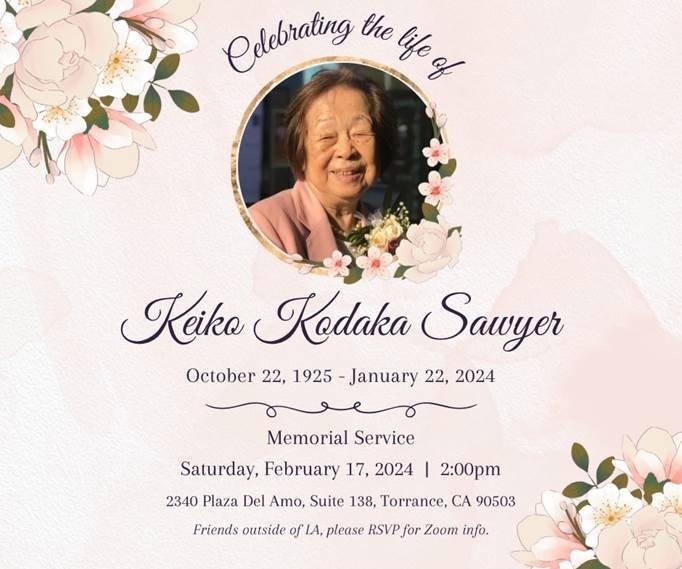 Obituary of Keiko Kodaka Sawyer