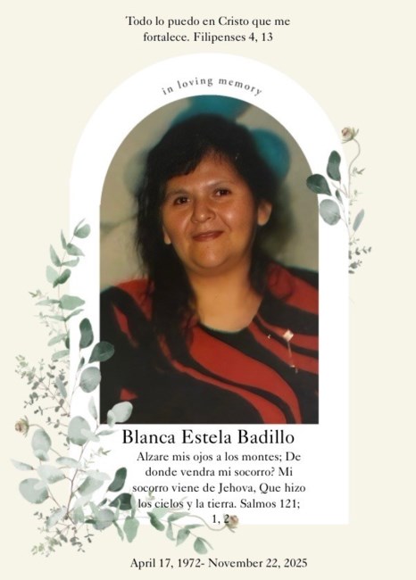 Obituary of Blanca Estela Badillo