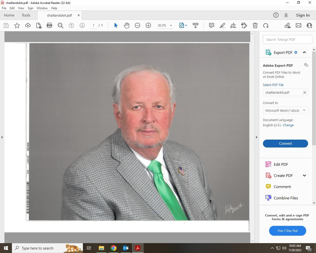 Obituary of Donald Jerome Chailland