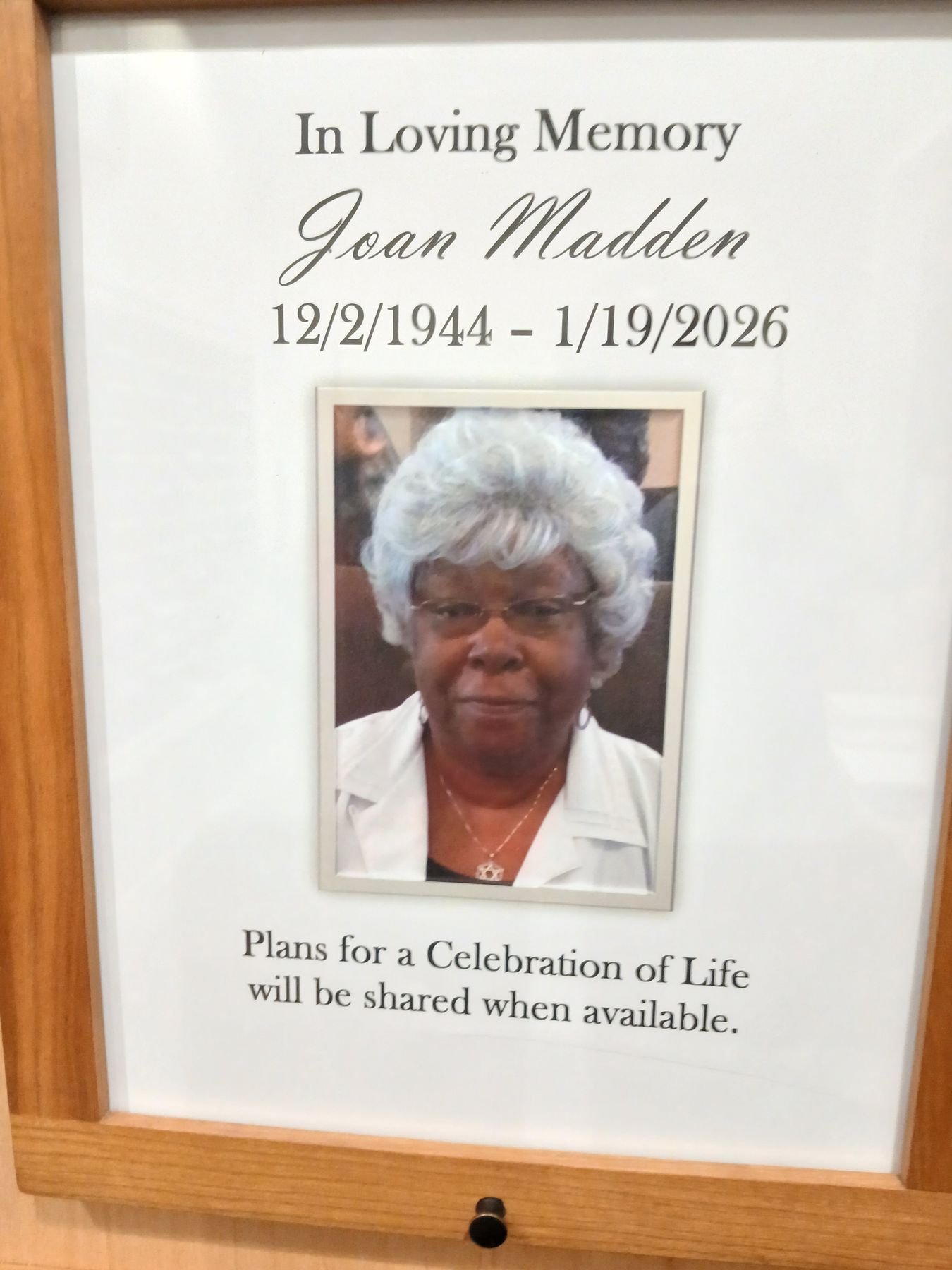 Obituary of Joan Hutchison Madden